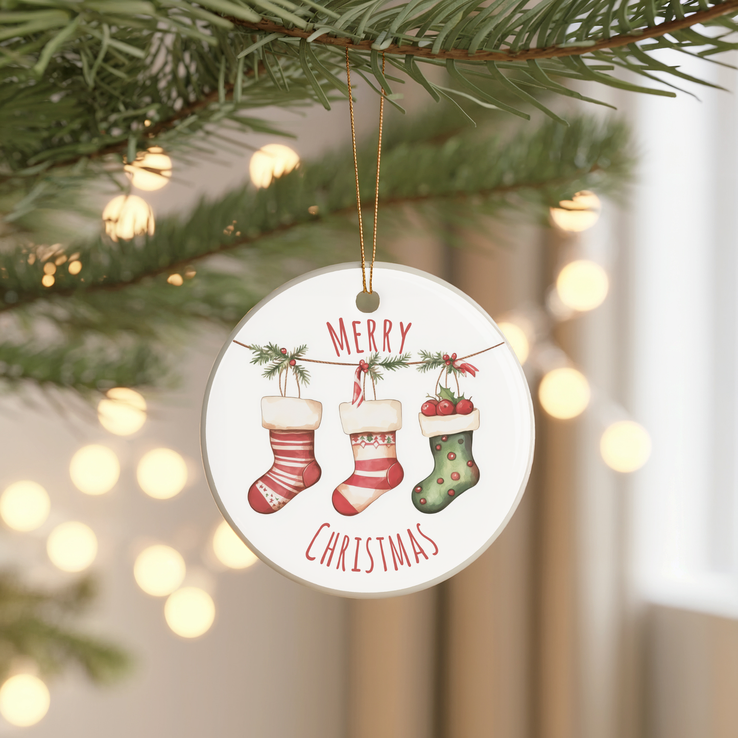 Christmas Stockings Ceramic Ornament