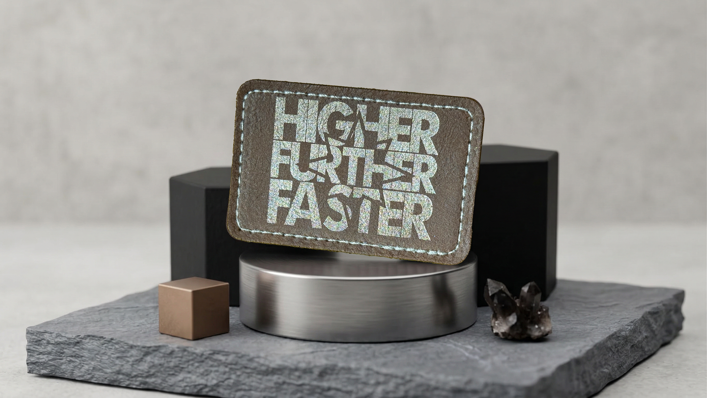 HigherFurtherFasterBaby Leatherette Patch