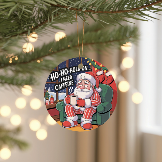 Caffeine Santa Ceramic Ornament