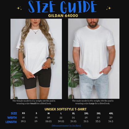 Female and male models showing fits for the unisex shirts.